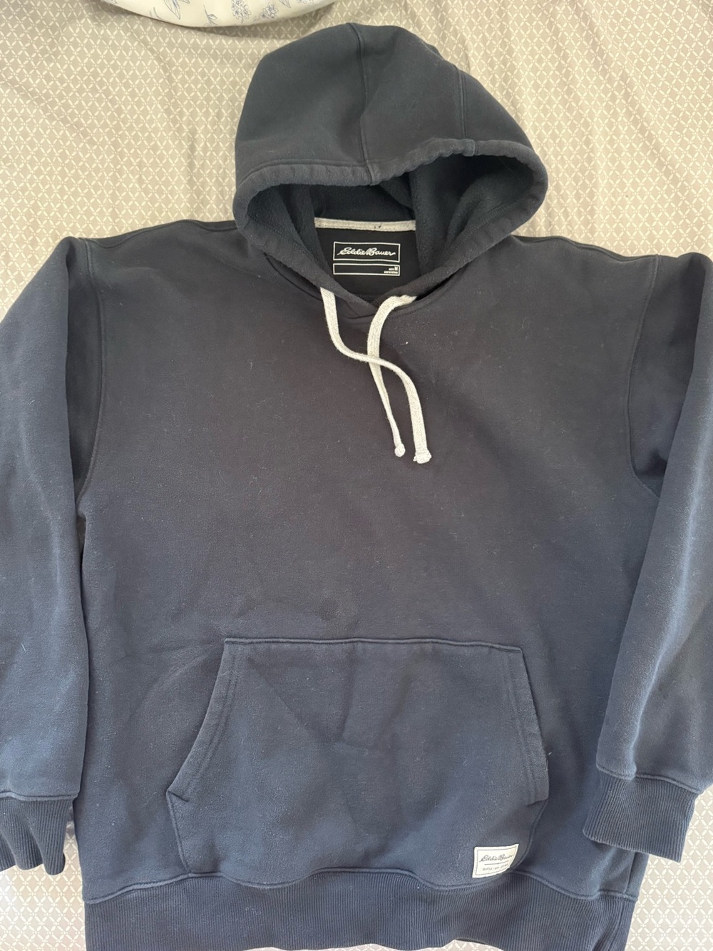 Eddie Bauer Black Pullover Hoodie Sweatshirt with Drawstrings Size Medium M